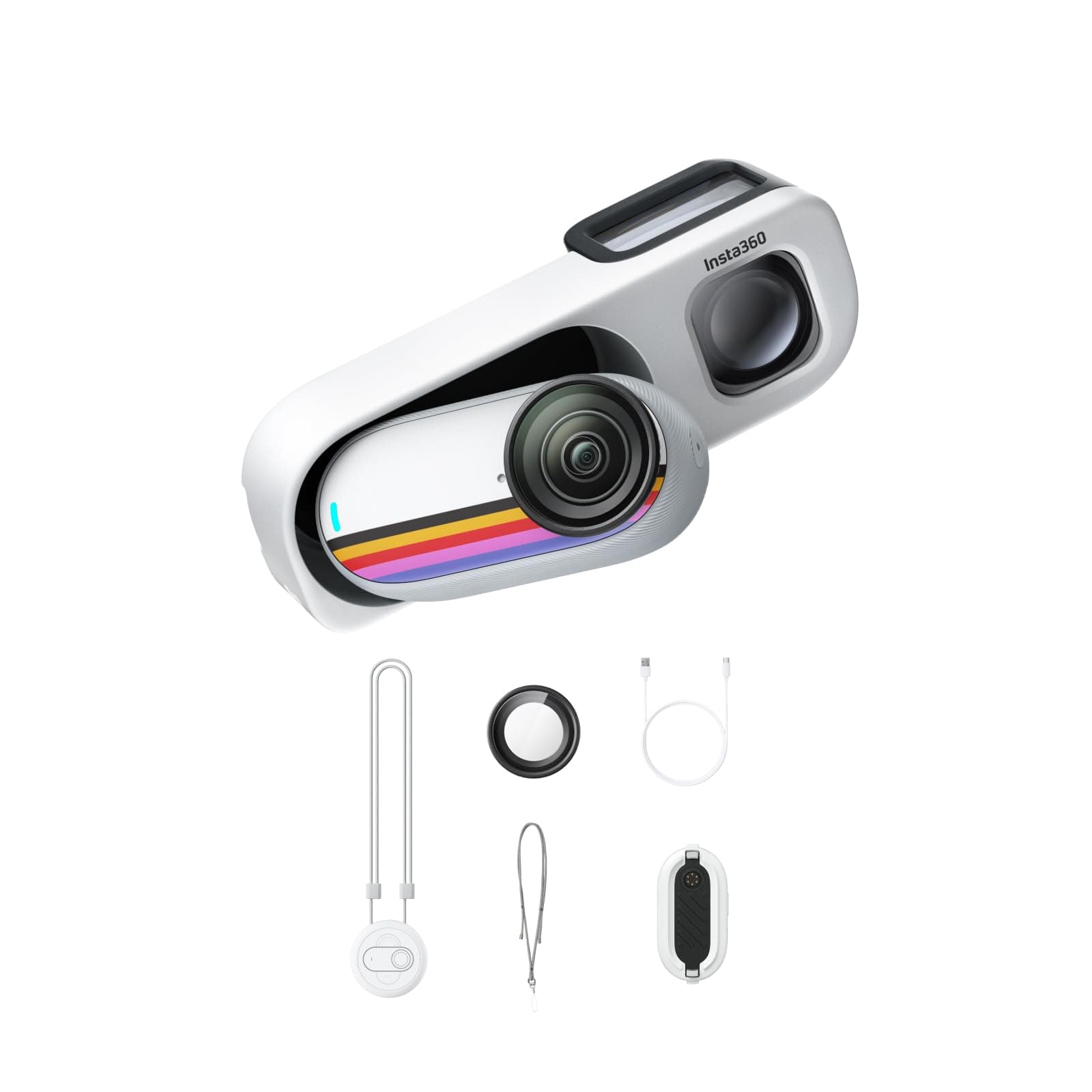 Insta360 GO 3S Retro Bundle Special Edition 128GB White - Small 4K Vlogging Camera, Hands-Free POV Cam, Retro Filters, 4K30fps, Extra Bttery, Lightweight Wearable Vlog Camera for Street & Daily Shots White 128GB