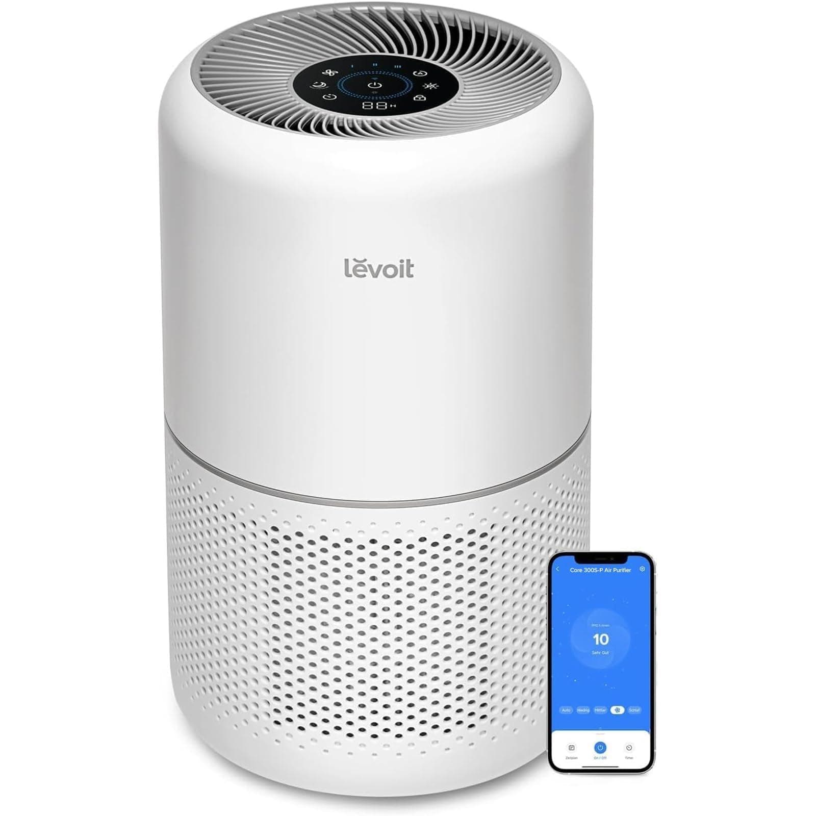 LEVOIT Air Purifiers for Home Bedroom, HEPA Sleep Mode, AHAM VERIFIDE, Smart WiFi for Home Large Room, Quiet Cleaner for Pet Hair, Allergies, Dust, Smoke, Pollen, Alexa Control, Core300S-P, White White Core 300S