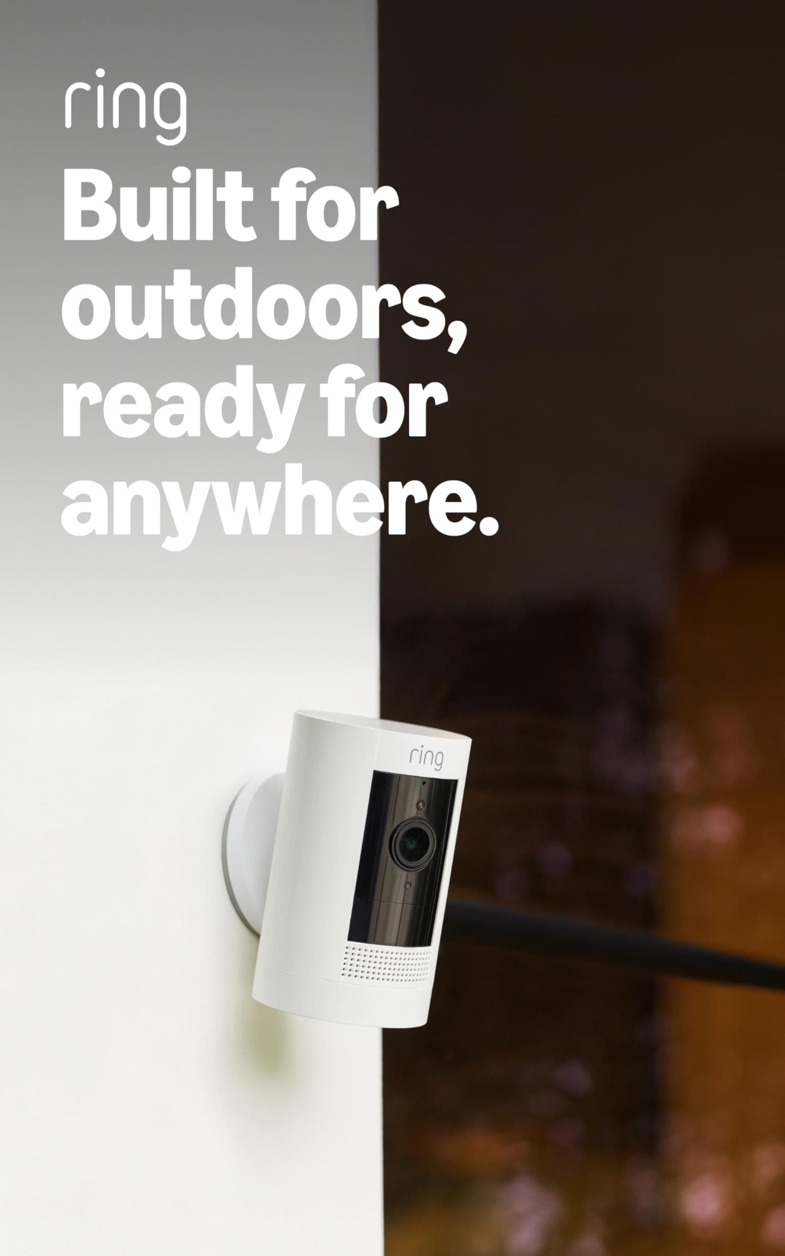 Ring Outdoor Cam (Stick Up Cam), Weather-resistant home or business security camera, outdoor ready, Live View, Color Night Vision, Two-Way Talk, motion alerts, Works with Alexa, White 1 Camera