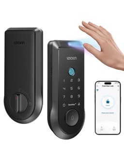 Lockin Venoris Smart Lock - Palm Vein & Fingerprint Keyless Entry Door Lock - 6 Unlock Methods - Built-in WiFi - Smart Home Compatible - No Monthly Subscription - 7-Month Battery Life Single Battery Palm Vein(No Camera) Black