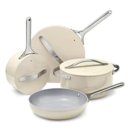 Caraway Non-stick Ceramic Cookware Set (12 Piece) Pots, Pans, Lids and Kitchen Storage - PFAS & PFOA Free - Oven Safe Pan Set & Compatible with All Stovetops - Cream Cream 12pc Set