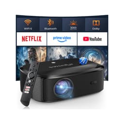 4K Projector with WiFi and Bluetooth - 3000 ANSI Lumens, ELEPHAS Outdoor Movie Projector Compatible with NETFLIX/Prime Video/YouTube, Smart Projector for HDMI/USB/iOS/Android, Portable Home Cinema Black